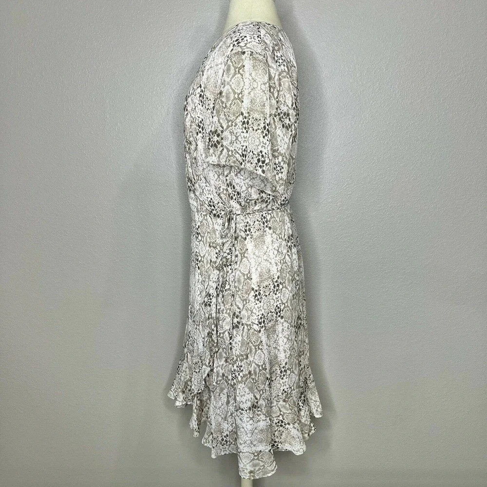 All in Favor ISABELLA Neutral Beige Snakeskin Short Sleeve Wrap Dress XL NWT - Picture 6 of 14